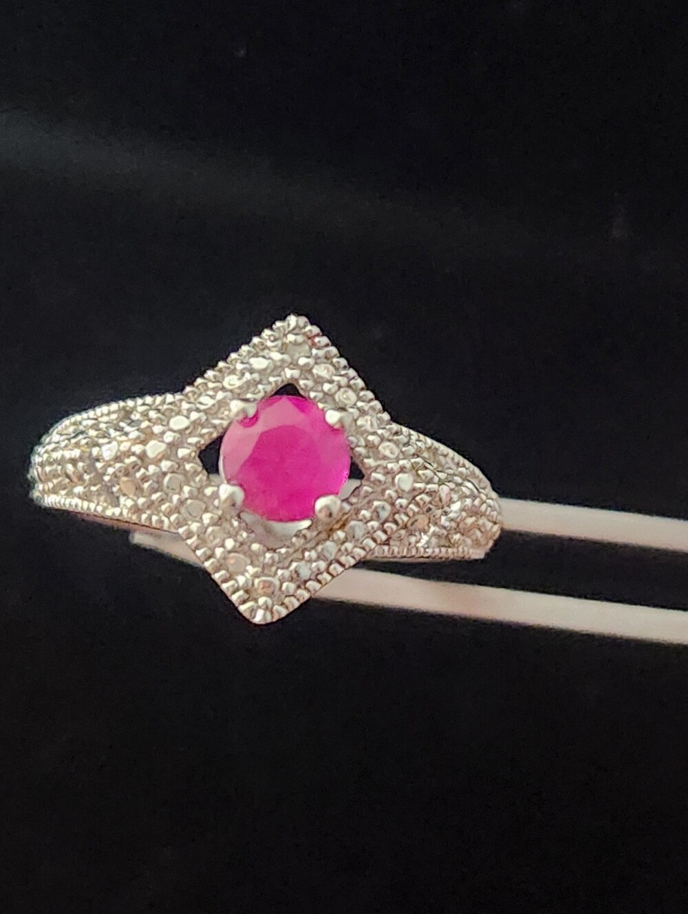 Red Ruby Stone Silver Ring